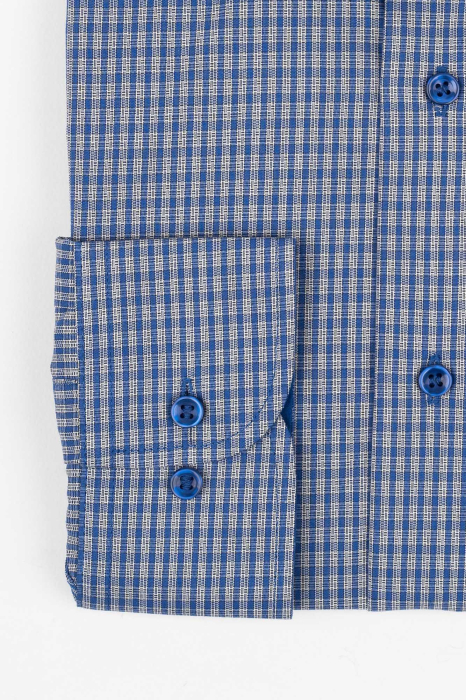 Camasa regular albastra cu carouri albe [2]