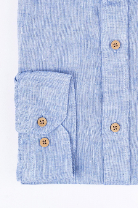 Camasa regular fit albastru jeans din in 2XL [5]