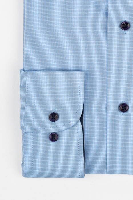Camasa regular bleu cu carouri albe 2XL [2]