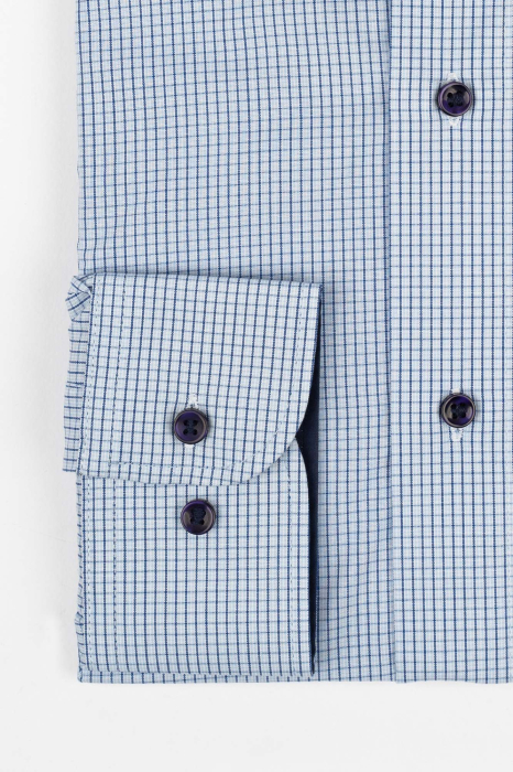 Camasa regular bleu cu carouri bleumarin si albe 2XL [3]