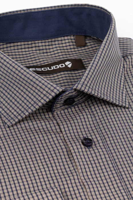 Camasa regular bleumarin cu carouri albe 2XL [2]