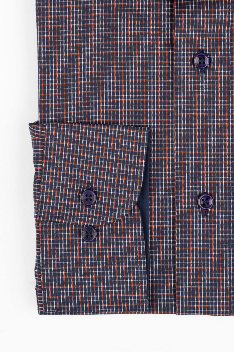 Camasa regular bleumarin cu carouri albe si caramizii 2XL [3]