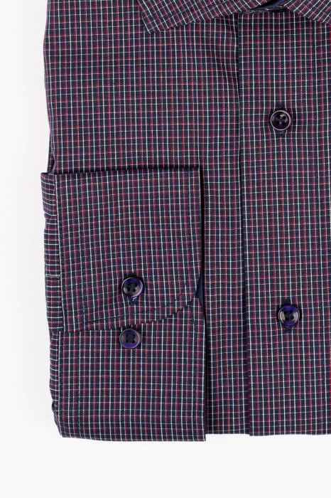 Camasa regular bleumarin cu carouri rosii si albe 2XL [3]