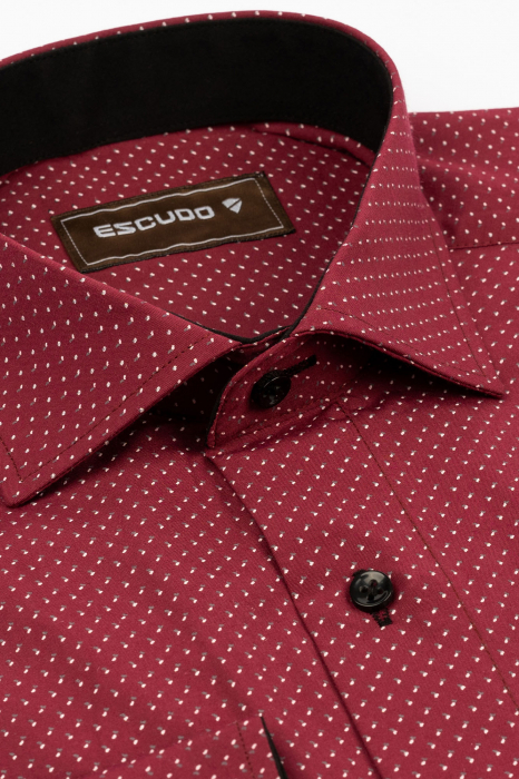 Camasa regular bordo cu imprimeu roz [2]