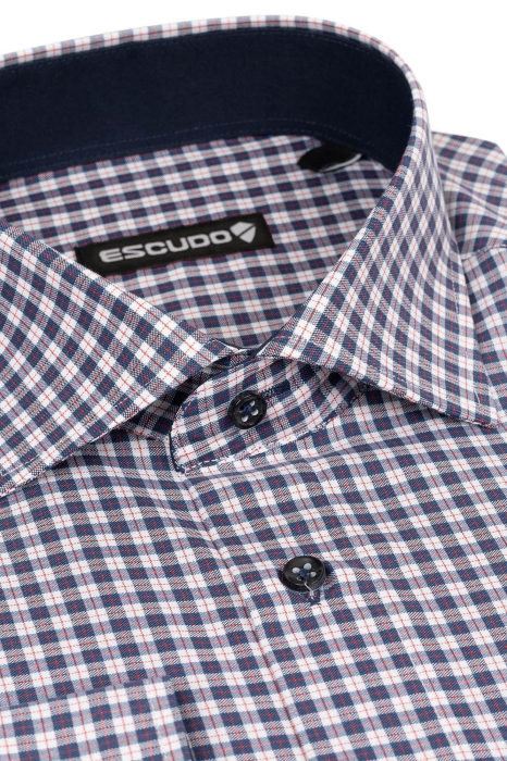 Camasa regular cu carouri bleumarin si nasturi asortati [2]