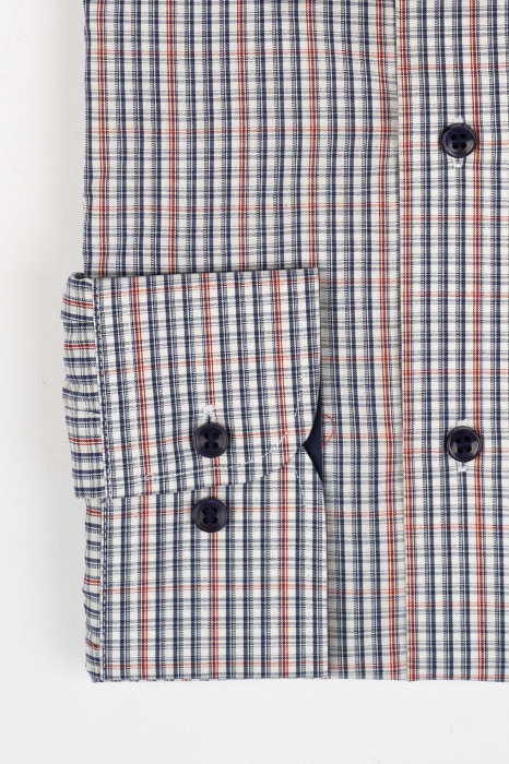 Camasa regular fit alba cu caro rosu si bleumarin [2]