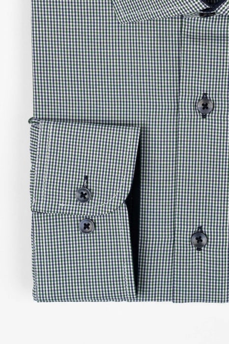 Camasa slim fit alba cu carouri verzi si bleumarin- 2XL [2]