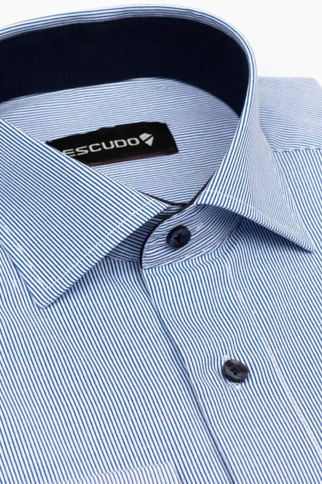 Camasa regular fit alba cu dungi albastre 2XL [3]