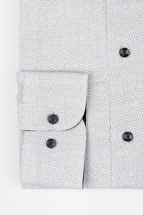 Camasa regular fit alba cu imprimeuri bleumarin si negre [3]