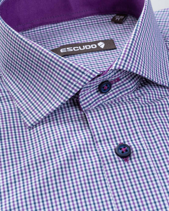 Camasa regular fit casual cu carouri mici  [2]