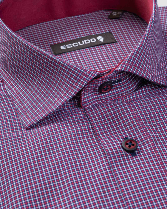 Camasa regular fit cu carouri mici rosii [2]