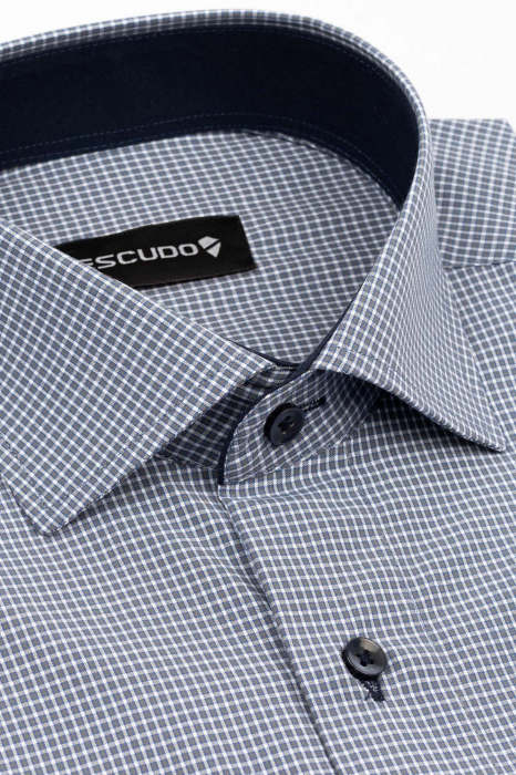 Camasa regular fit gri cu carouri albe 2XL-4XL [3]