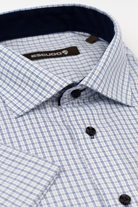Camasa regular maneca scurta cu carouri albastre 2XL [2]