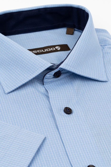 Camasa regular maneca scurta cu carouri albe [2]