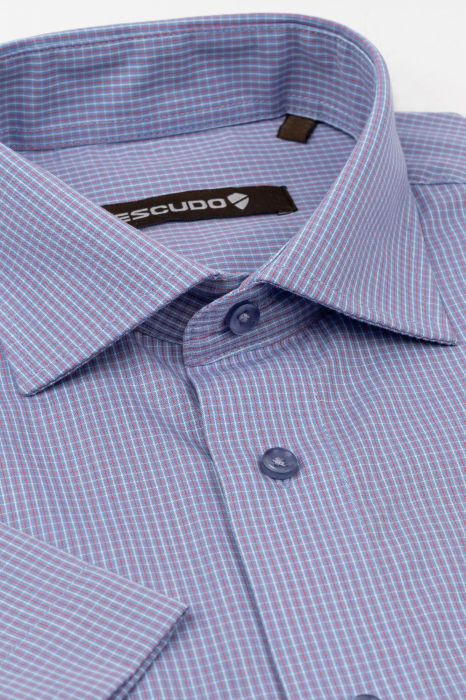 Camasa regular fit maneca scurta cu carouri rosii [2]