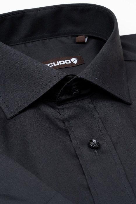 Camasa regular neagra cu maneca scurta [2]