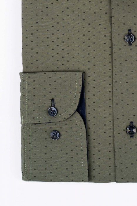 Camasa slim verde cu imprimeu bleumarin [2]
