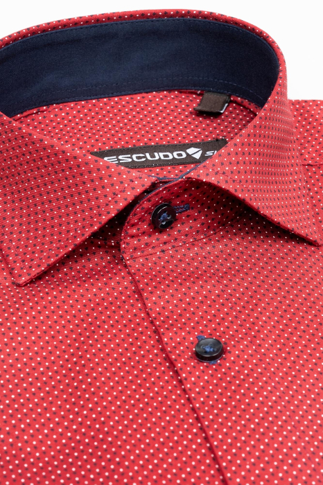 Camasa rosie slim fit XS cu imprimeuri [3]