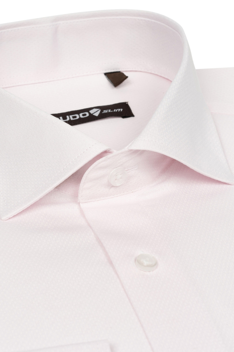 Camasa roz slim fit cu model in tesatura [2]