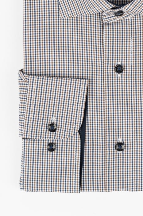 Camasa slim cu carouri maro si bleumarin 2XL [2]