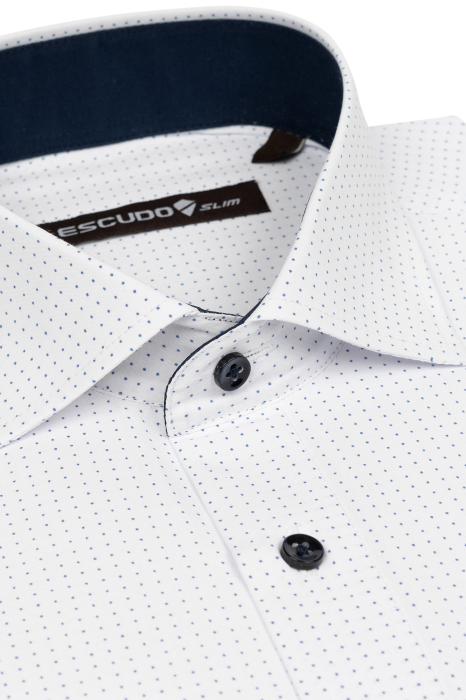 Camasa slim alba cu buline albastre [3]