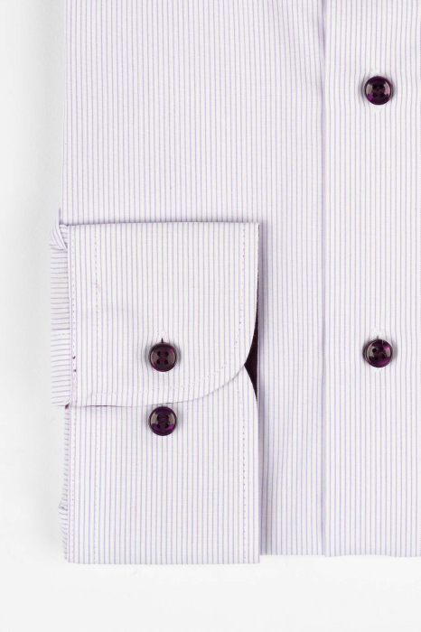 Camasa slim alba  cu dungi mov [3]