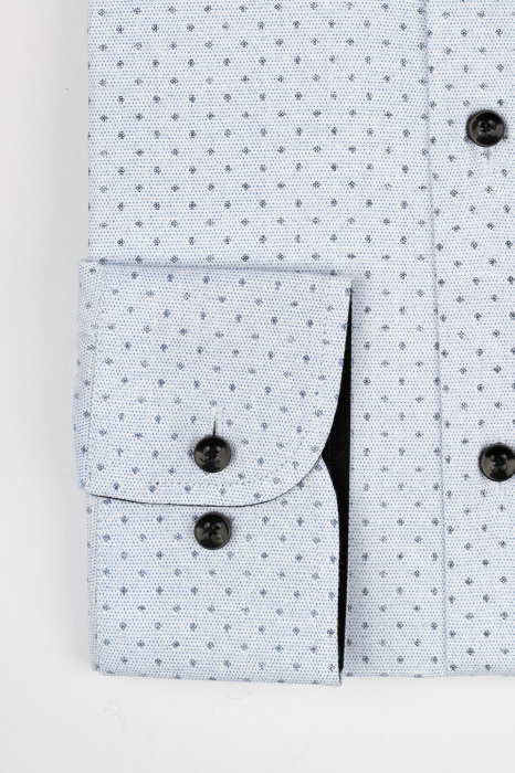 Camasa slim alba cu imprimeu floral bleumarin [3]