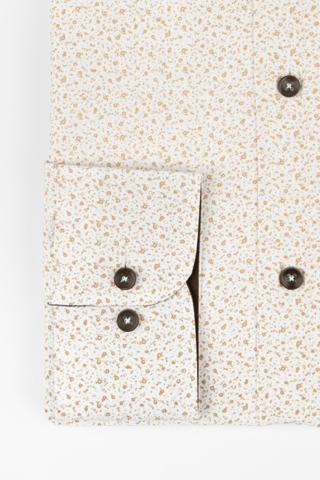 Camasa slim alba cu imprimeuri maro deschis [2]