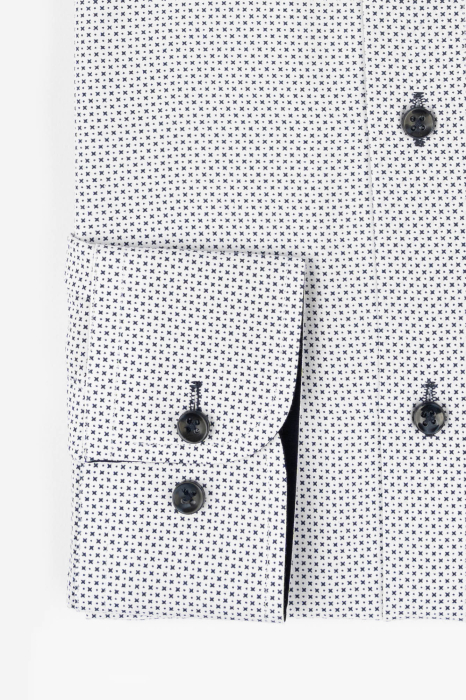 Camasa slim alba cu imprimeuri mici bleumarin [2]