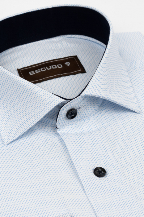 Camasa slim alba cu picouri bleu 2XL [2]