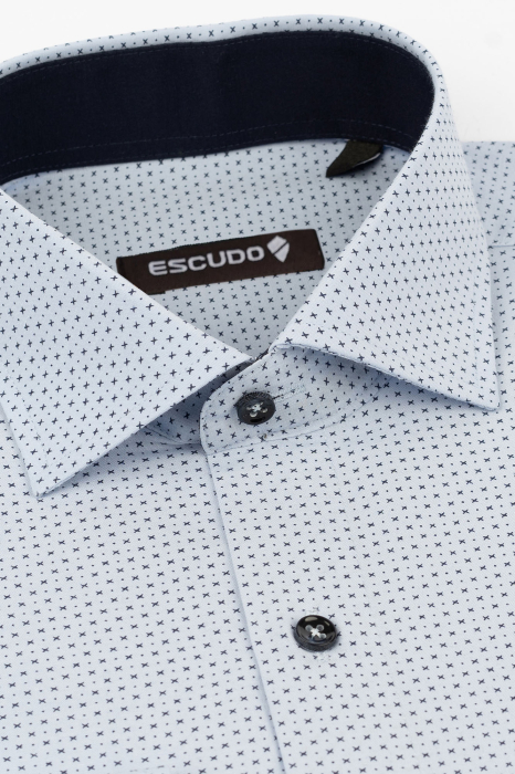 Camasa slim bleu cu imprimeuri mici [3]