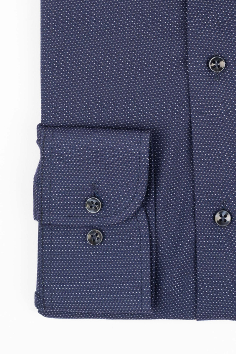 Camasa slim fit  bleumarin cu picouri albe [3]