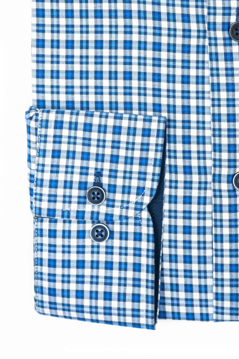 Camasa slim casual cu carouri albastre [3]