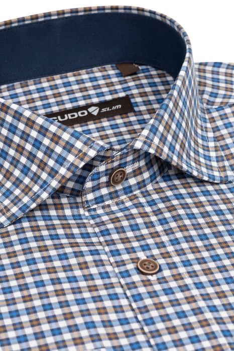 Camasa slim cu carouri albastre si maro [3]