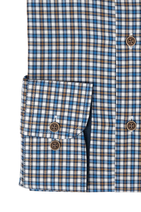 Camasa slim cu carouri albastre si maro [2]