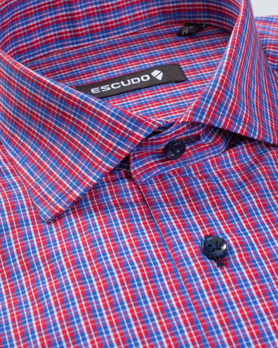 Camasa slim cu carouri rosii si albastre [2]