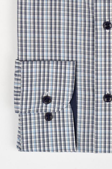 Camasa slim fit  alba cu caro bleu si bleumarin 2XL [2]