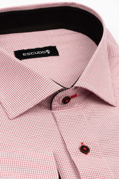 Camasa slim fit alba cu carouri roz 2XL [2]