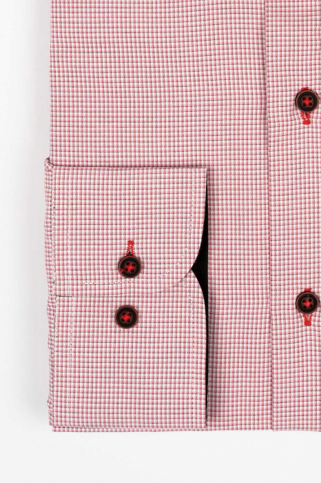 Camasa slim fit alba cu carouri roz [3]