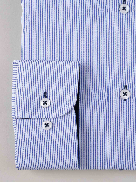 Camasa slim fit alba cu dungi albastre [3]