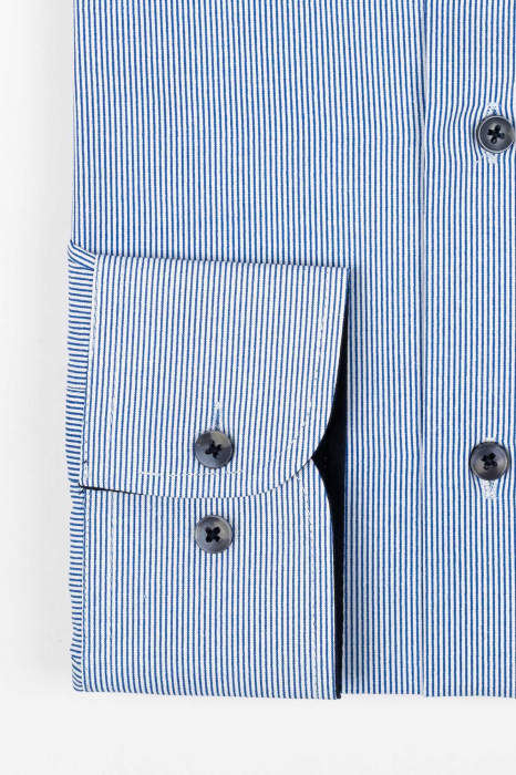 Camasa barbati slim fit alba cu dungi albastre [3]