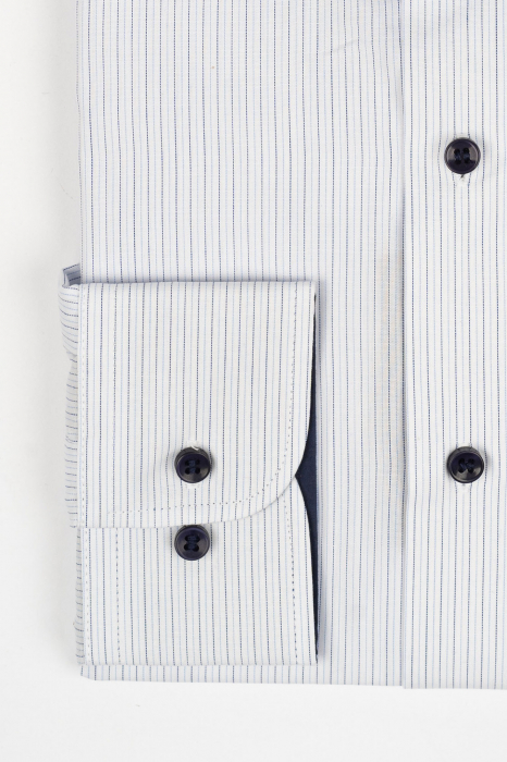 Camasa slim fit  alba cu dungi bleu si bleumarin 2XL [2]
