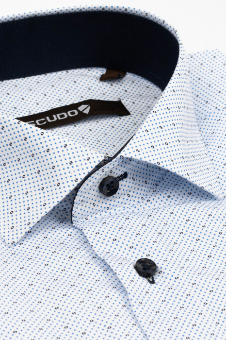 Camasa slim fit alba cu imprimeu geometric [2]
