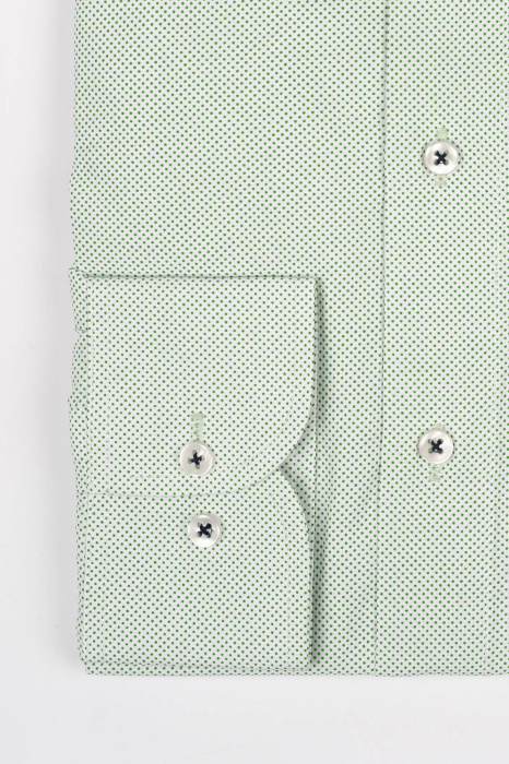 Camasa slim fit alba cu imprimeu verde [3]