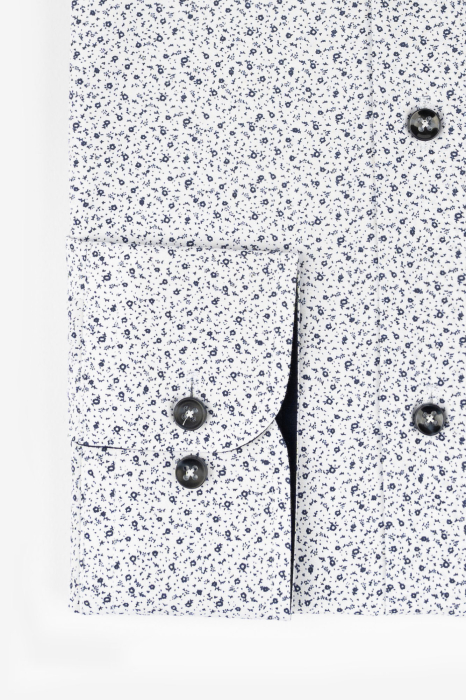 Camasa slim fit alba cu imprimeuri bleumarin mici 2XL [2]