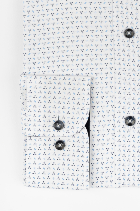 Camasa slim fit alba cu imprimeuri bleumarin si bleu [3]