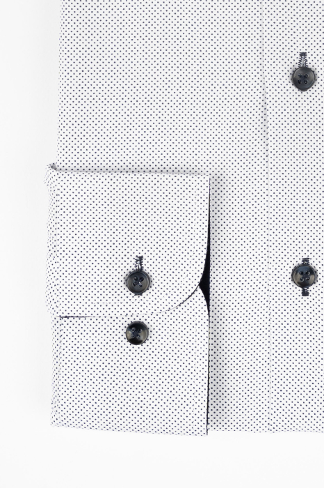 Camasa slim fit alba cu picouri bleumarin [3]