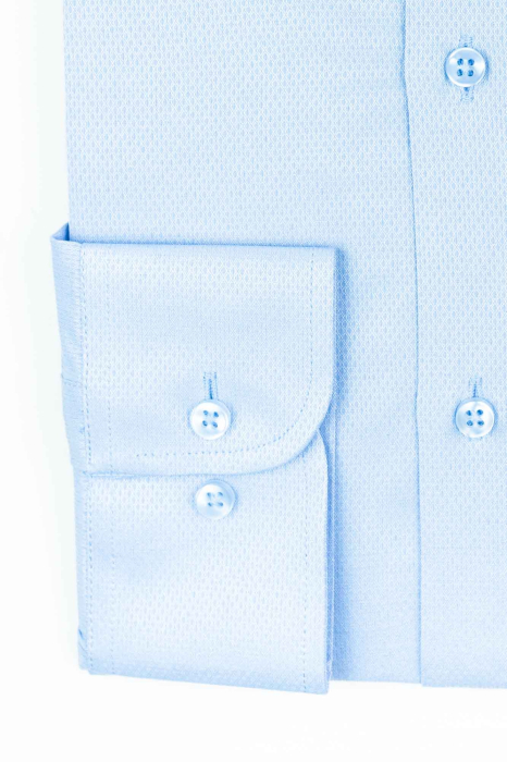 Camasa slim fit bleu cu model in tesatura [2]