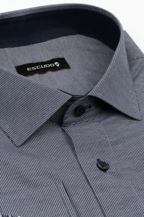 Camasa slim fit bleumarin cu imprimeu alb [3]