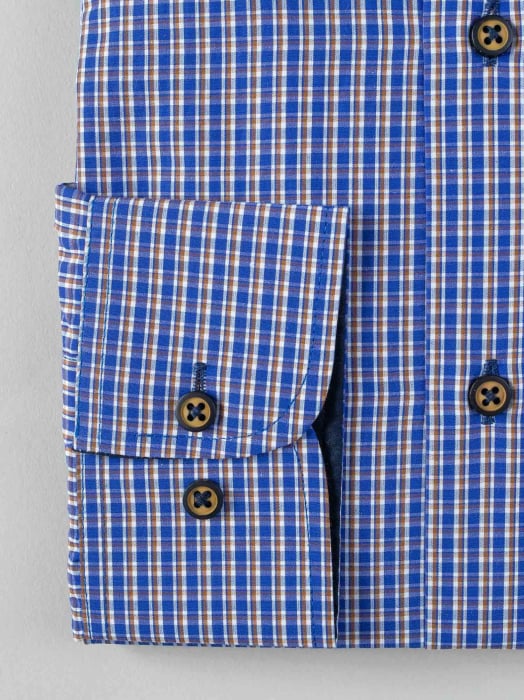 Camasa slim fit cu carouri albastre si maro [3]